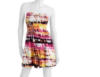 No Boundaries Juniors Twist Front Tube DRESS HOT pink combo MEDIUM