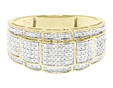 10k Yellow Gold Mens Pave Genuine Diamond 10 mm Fashion Wedding Band Ring 0.65ct