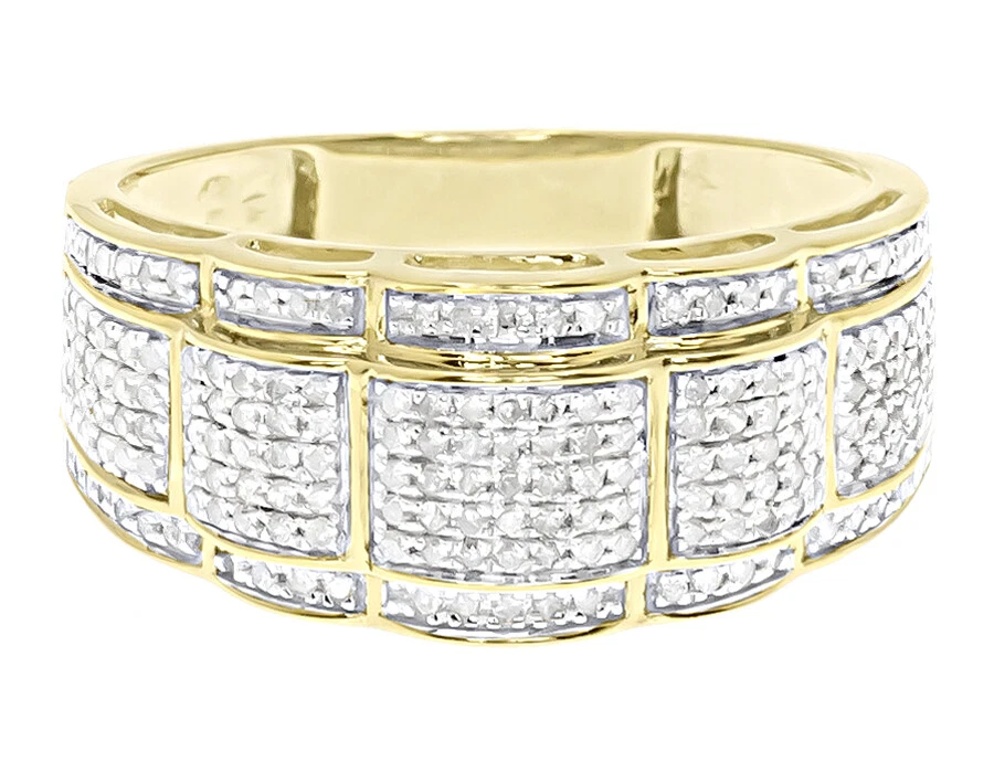 10k Yellow Gold Mens Pave Genuine Diamond 10 mm Fashion Wedding Band Ring 0.65ct