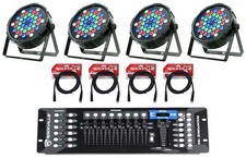  4 American DJ Eliminator LP 42 RGBW LED Par Wash Lights DMX Controller Cables