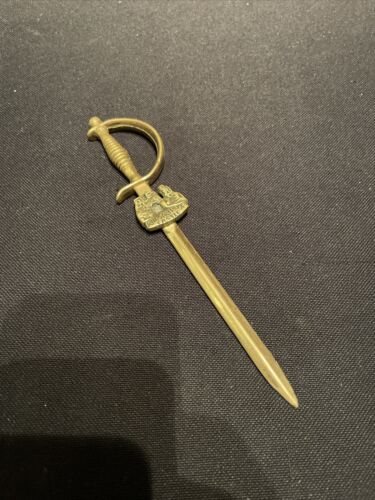 Vintage Heavy Brass Well Made Sword Design Letter Opener - England King Arthur - Picture 1 of 20