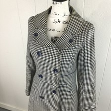Volcom Double Breasted Black & White Houndstooth Pea Coat Women's Size Large