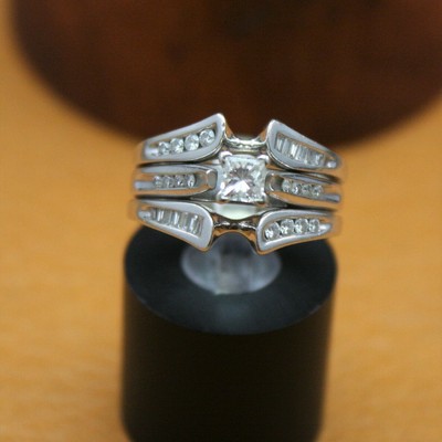 2.10Ct Lab Created Diamond Engagement Wedding 14k White Gold Ring Enhancer Set