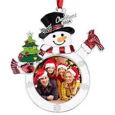 2024 Snowman Photo Ornaments for Christmas Tree Decorations Snowman Picture P...