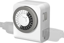 BN-LINK Indoor Dual Outlet Timers, Heavy-Duty Mechanical, 24-Hour, 3-Prong 15A