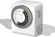 BN-LINK Indoor Dual Outlet Timers, Heavy-Duty Mechanical, 24-Hour, 3-Prong 15A