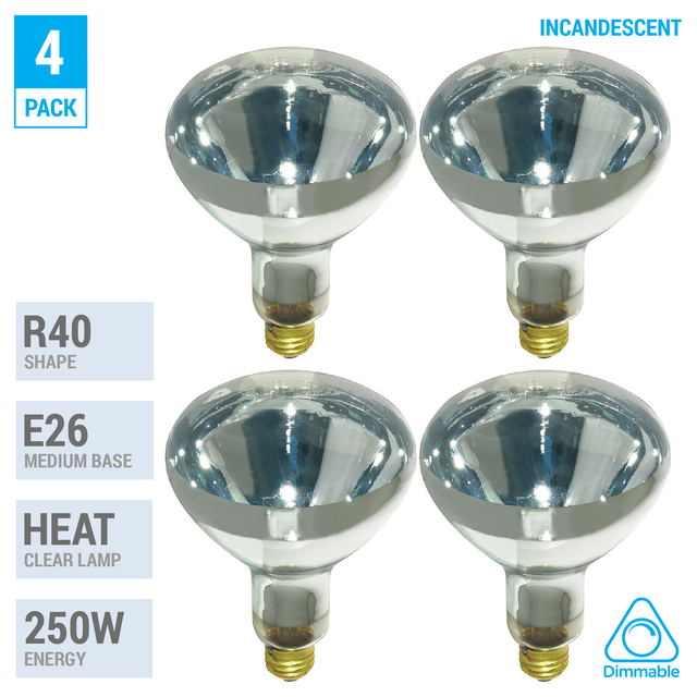 4 Pack 250W Watt Infrared Brooder Chicken Coop Hen House Clear Heat