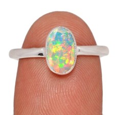 Faceted Natural Ethiopian Opal 925 Sterling Silver Ring Jewelry s.8.5 CR75022