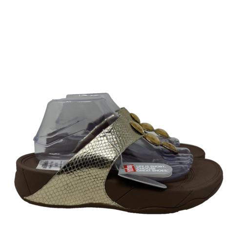 Sandales neuves Fitflops pour femme Petra string or pâle cuir métallique 10 - Photo 1 sur 16