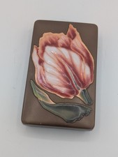 RARE Vtg 50s Japan Ando Jubei Copper Cloisonne Enamel Raised Flower Trinket Box