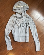 Women s Abercrombie Fitch Light Gray Moose Logo Full Zip Hoodie. Size Medium.