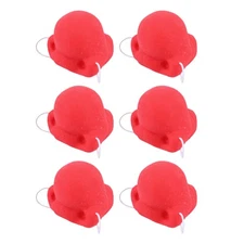 6Pcs Red Nose Day Squeaking Clown Nose With Elastic Rope For Adults/kid Costume 