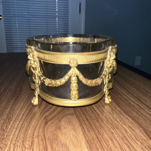Large Crystal And Bronze Louis XVI Jardiniere Centerpiece Bowl Antique 18-19th C - Picture 5 of 7