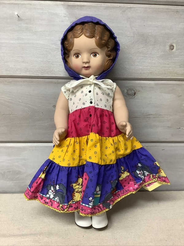 1991 Vintage Daisy Kingdom Pansy Doll Brown Hair Brown Eyes with dress