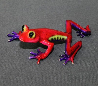 BRONZE FROG FIGURINES STATUE  COLOR LIVE FROGS Amphibian GORGEOUS 
