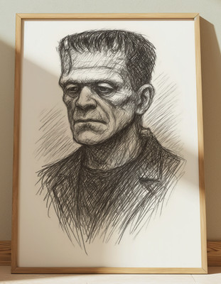 FRANKENSTEIN'S MONSTER DRAWING PRINT SKETCH 8'' x 10'' HORROR PRINT WALL ART