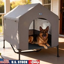 Elevated Dog House 2-in-1 Waterproof Scratch-Resistant Outdoor Pet Shelter New