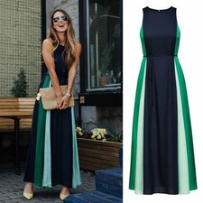 Banana Republic Women’s Navy Green Paneled Satin Maxi Dress Sz 2 Wedding Guest