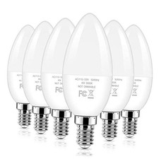 Candelabra 40W Equivalent LED Light Bulbs, 4W 6 Pack 5000k Daylight White