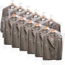 50 Pack Plastic Garment Bags, Clear Hanging Dry Cleaner Bags, Transparent Hung C
