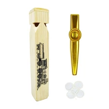 2Pcs-Wooden Train Whistle and Gold Kazoo for Music Instrument Gifts Wood Musi...