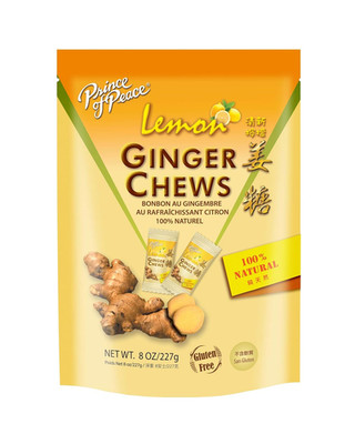 100% Natural Ginger Candy (Chews), Lemon Flavor, 8Oz