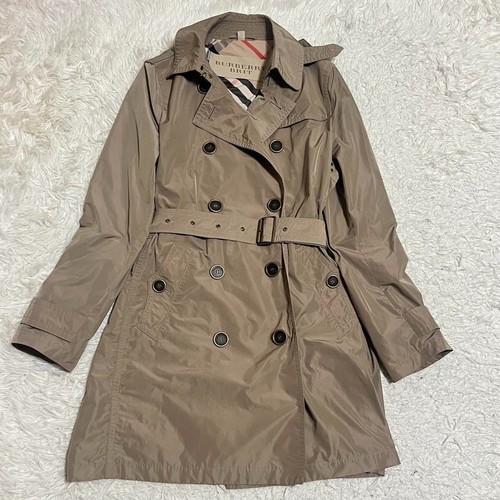 Burberry Brit Double-Breasted Trench Coat Nova Check Beige Size 46 - Picture 3 of 16