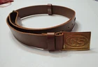 Civil War Reproduction CS Buckle and Brown Leather Belt Large Adjustable