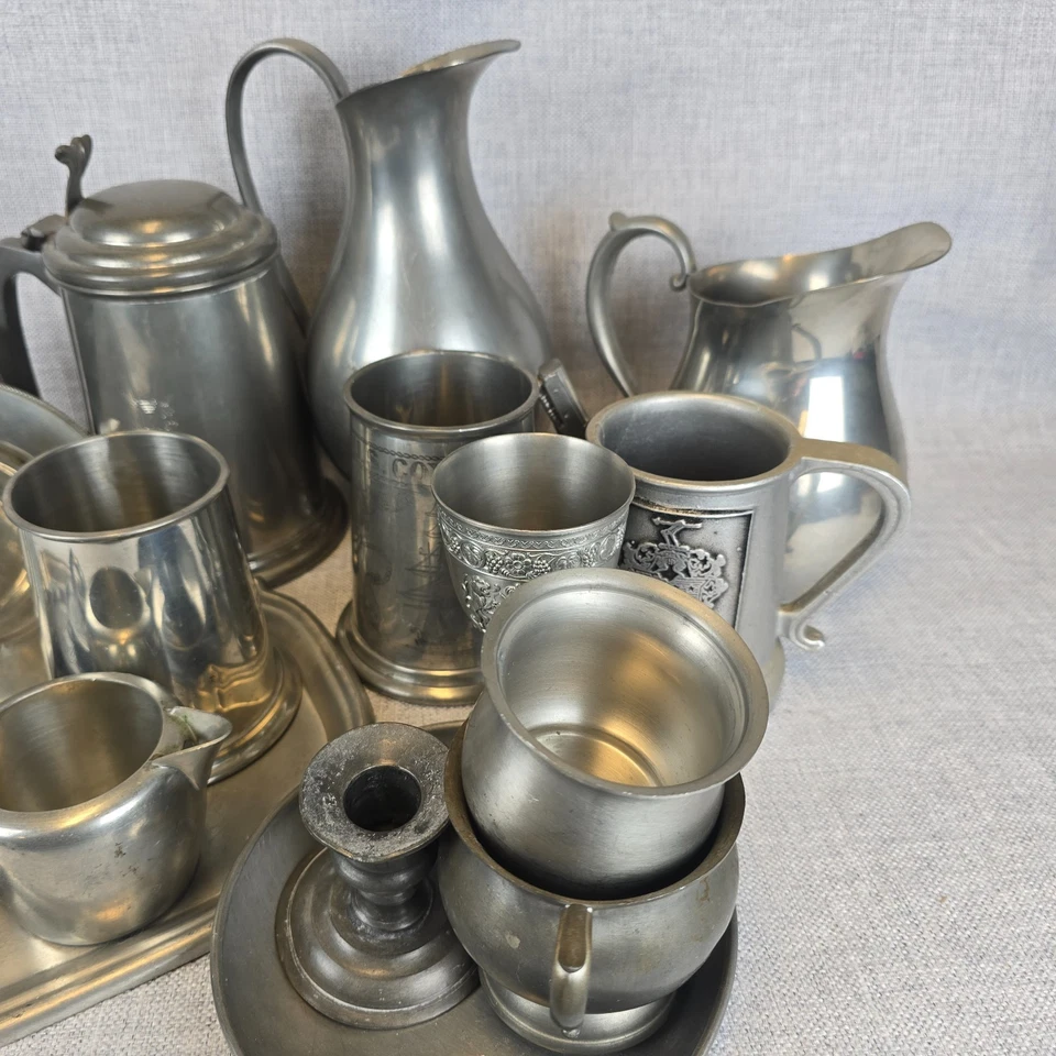 Lote de chatarra de peltre 12+ libras todo estaño marcado sin Wilton sin fusión artesanal ponderada Foto 4 de 4