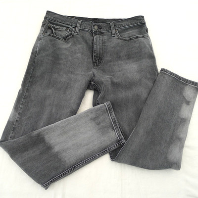 Levi 502 Hi Ball Jeans Mens W33 L29 Stretch Denim Taper Fit Grey Bleach Distress