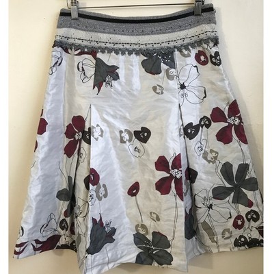 Dranella Danish Quirky flared skirt 38 10/12 Crochet trim Pleats