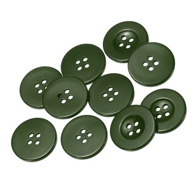 10pack 40L Sewing Buttons 1''(25mm) Resin Round Flat 4-Hole Craft Dark Green