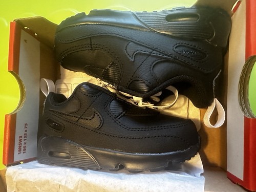 Preowned Size 7C Toddler's Nike Air Max 90 Toggle Black-White-Black ...