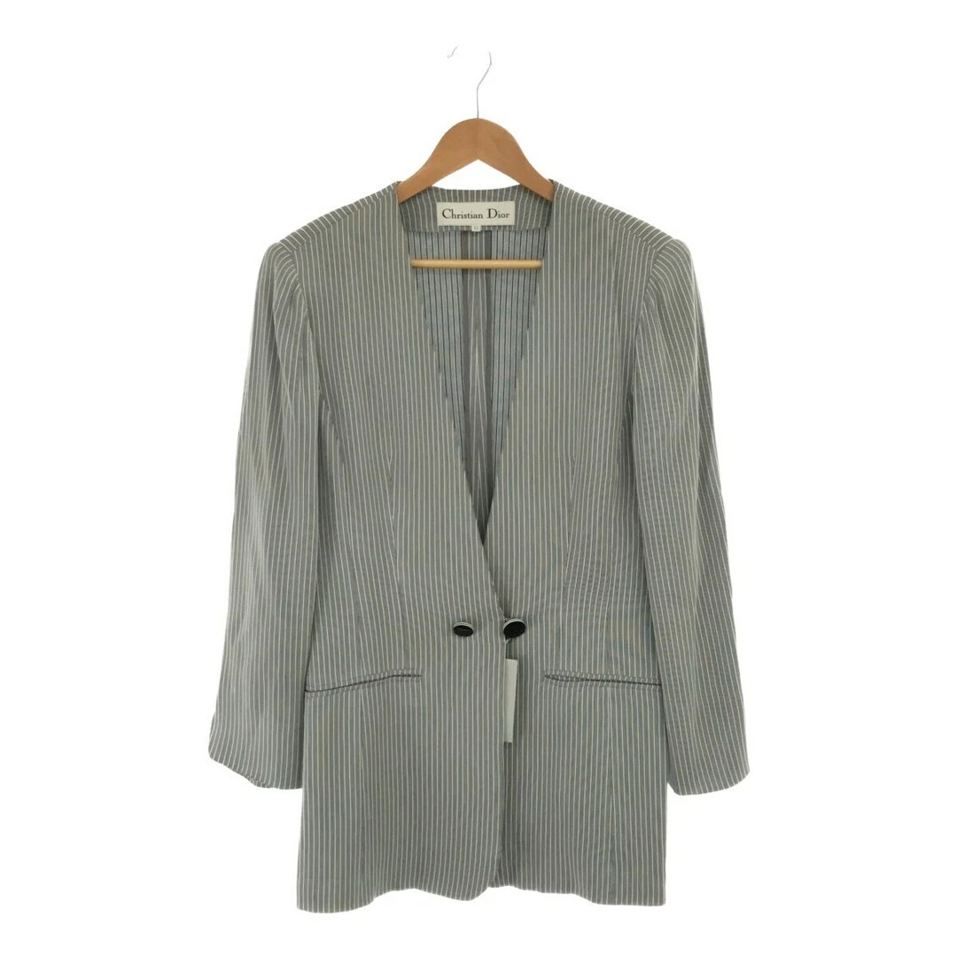 Giacca Dior Christian a righe scollo a V senza colletto 11 usata NE51 0