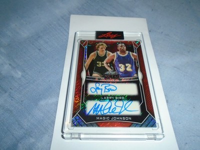 2025 LEAF AUTHENTICS RED SHIMMER ICE LARRY BIRD/MAGIC JOHNSON #2/3 ON CARD AUTO!