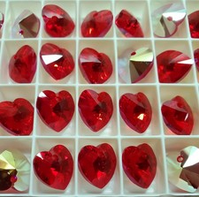 Swarovski 6228 14mm Heart Pendant Light Siam AB 2pcs