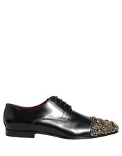 Dolce & Gabbana Black Crystals Embellished Men Derby Men's Shoes