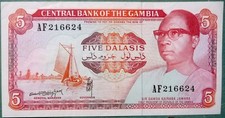 GAMBIA 5  DALASI  NOTE FROM 1987 - 1990 ISSUE, P9