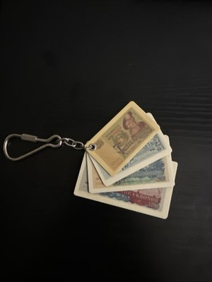 Vintage Bank Of Sweden Dollar Bill Key Chain Key Fob Monetary Note Key Chain