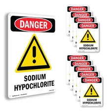GHS Sodium Hypochlorite OSHA Danger Sign Metal, Plastic, Or Decal - 5 or 10 Pack