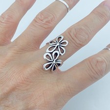 Sterling Silver 2 Large Flower Ring, Statement Rings, Daisy Flowers