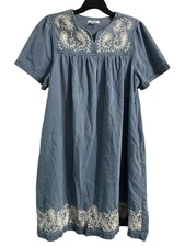 Womens Size XL Go Softly Patio Denim Embroidered Dress With Pockets