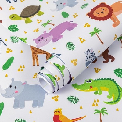 Kinderzimmer Tapete Selbstklebende Matt 30X200CM Tierdruck Weiß