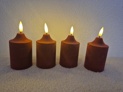 ELAMBIA 4 LED-Votivkerzen Samt-Oberfläche Flamme Luma, Timer Höhe 12cm, Ø 5cm