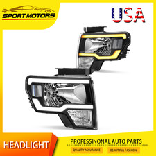 Headlights For 2009-2014 Ford F150 Sequential Led Drl Switchback Signal Lamps