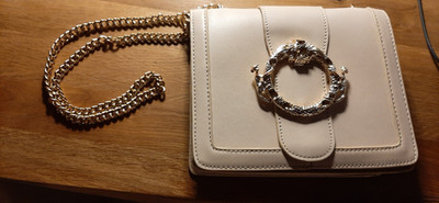 Heine Handtasche m. Kette, NEU, beige, Leder neu