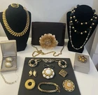 Vintage Evening Gold Heavy Costume Jewelry Some Never Worn With Purse