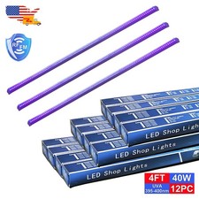 12 Pack LED Black Light UV Bar 4FT 40W with US Plug for Glow Party Room D cor