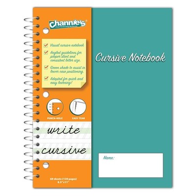 Channie's Visual Cursive Notebook 120Pages Easy to learn Practice Cursive Siz...