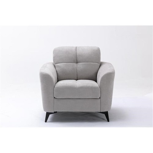 Callie Light Gray Woven Fabric Sofa Loveseat Chair Living Room Set - Picture 11 of 13